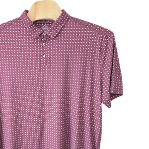 Burlebo Mens 2XL Performance Polo Shirt Maroon Texas State Map Star Print